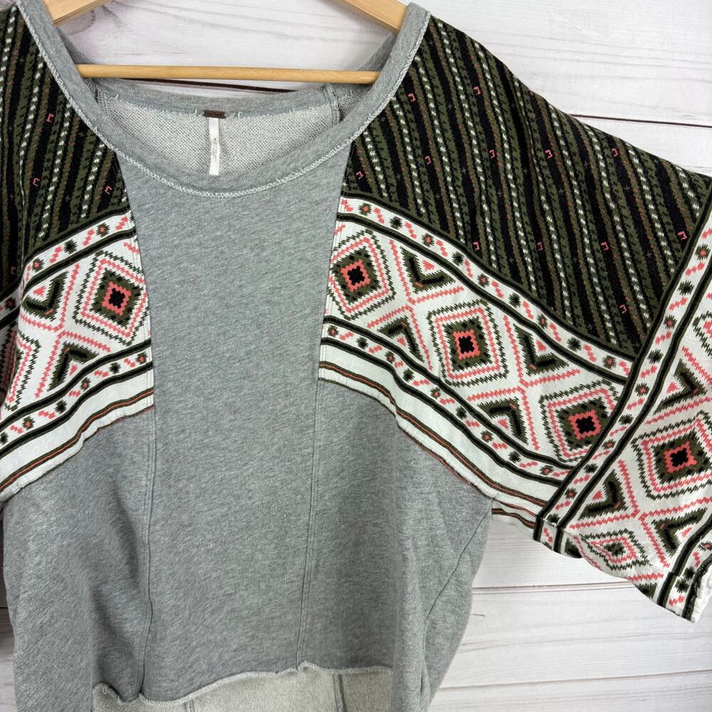 Free People Oversized Fleece Drop Tail Party‎ Casual Top Shirt Blouse Sz S - Picture 2 of 6